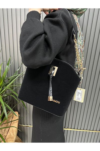 Armine Black Suede Bag - Ar10205 Model