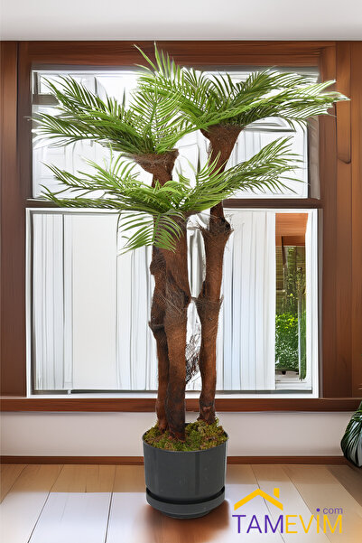 TamEvim Her Köşeye Uyumlu - Yapay Ağaç Areka Palmiye 3 Katlı 38 Yaprak 130cm