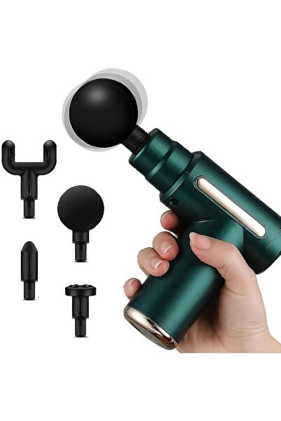 BY A.D.M Mini Masaj Tabancası Derin Doku Masaj Tabancası, USB Şarj, 4 Başlıklı
