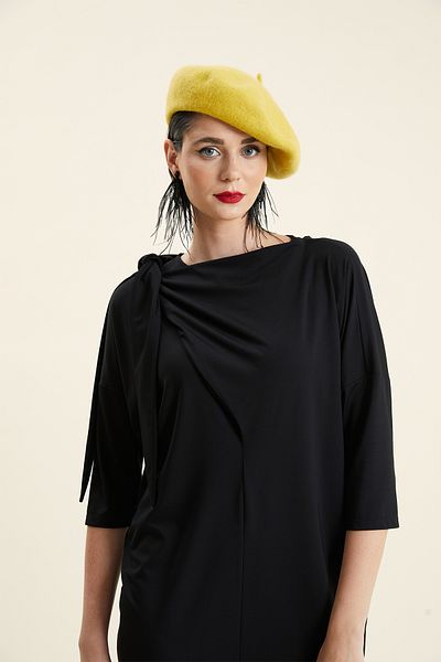 VERDA Lycra Dress with Knot Detail on the Collar