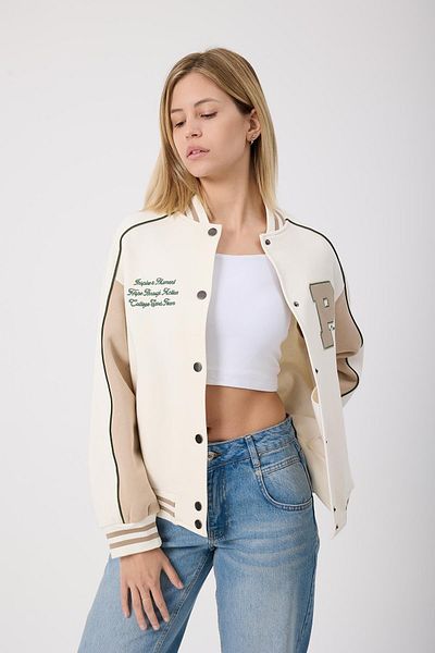 Polo State Jachetă de colegiu pentru femei Ecru - Regular Fit