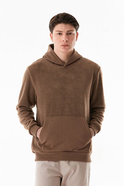 Fulla Moda 3 İplik Kanguru Cepli Kapüşonlu Peluş Sweatshirt