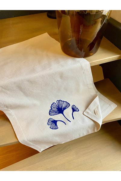 Merfico Linen Painted Linen Ginkgo Biloba Table Table Runner