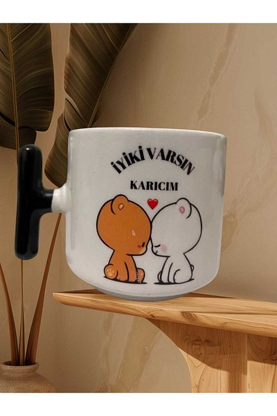 GameFruy Panda Patterned Double-Sided Written Mug - Black Handle