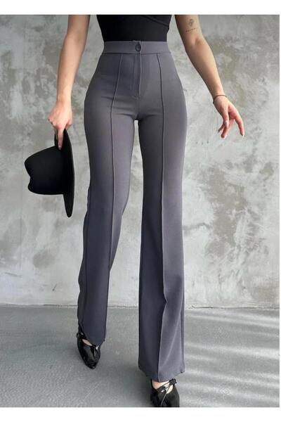 SIMO CLUB Scuba Crepe Fabric High Waist Grided Licra Pants