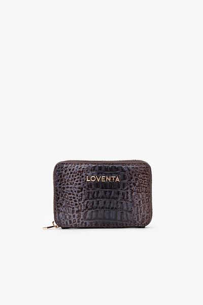 LOVENTA Portofel din piele Blanca cu fermoar pentru carduri