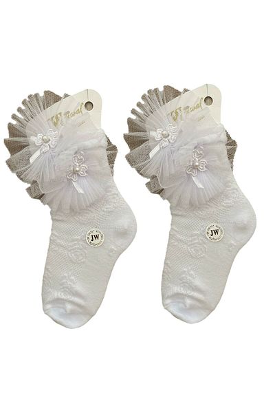 alpmodel Tulle Beaded Scented Girls' Socks 1 Pair 2 Pieces 3-5 Years Old