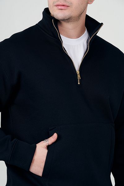 MBEY Φούτερ Oversize με χρυσό φερμουάρ Navy Blue