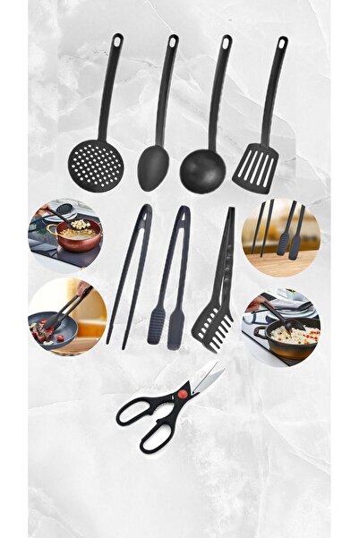 VİGENTİNO 10lu Yanmaz Yapışmaz Teflon Servis Set 220 Derece Dayanıklı Kepçe K...