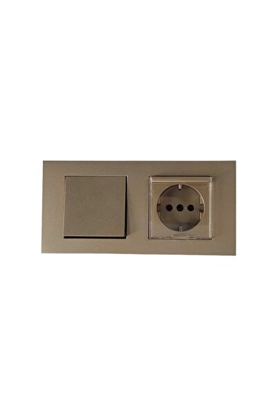 OVİVO Ovivo grano titanium double set grounded socket with cover + grounded s...