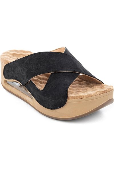 Muya P.Enelope 31210 - Anatomical Women's Slippers with Air Max Sole, Black-Cream