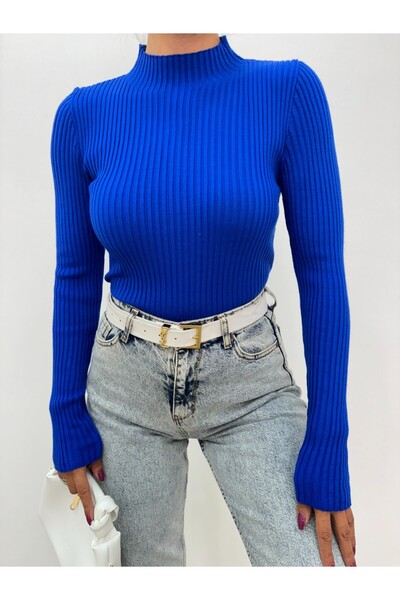 Modamorfo Féltorkú bordás kötöttáru pulóver -saks