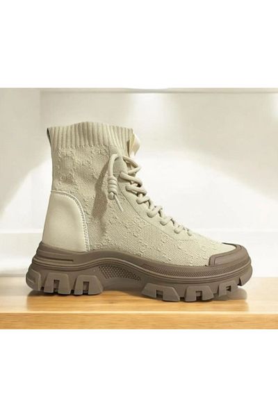 Guja Γυναικεία 24K310 Μπεζ δέρμα Πλεκτά Πλεκτά Lycra Πλατφόρμα Πλήρωση Χοντρή σόλα Casual Sneaker Αθλητικά Μποτάκια Παπούτσια