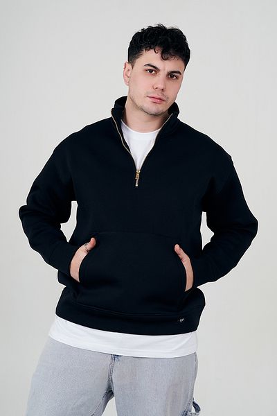 MBEY Φούτερ Oversize με χρυσό φερμουάρ Navy Blue