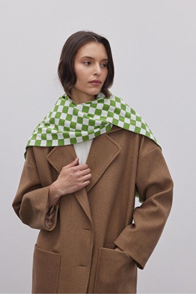 Fahhar Light Green Checkered Scarf