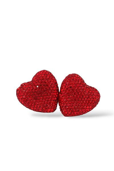 Çlk Accessories Premium Rhinestone Heart Earrings Full Rhinestone Curved Heart Earrings