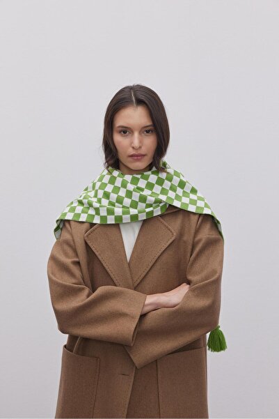 Fahhar Light Green Checkered Scarf