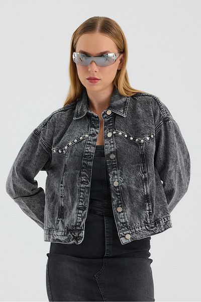 BPF Touche Prive Touche Stone Embroidered Denim Jacket