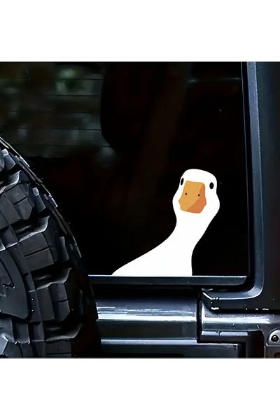 MegaSticker Autocolant 13x13 cm Gâscă cu privire dezorientată - mașină, motocicletă, cască, laptop, sticlă