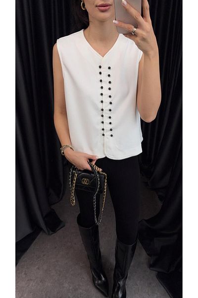 HAZELANNA White Suede Vest