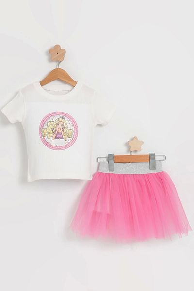 LOGO AKSESUAR Girl's Pink Tutu Double Set