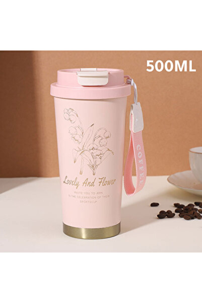 MIBRU كوب ترمس مفرغ من الهواء 500 مل وردي