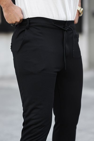 comstar Ανδρικό υφαντό ελαστικό στη μέση Basic Skinny μαύρο παντελόνι