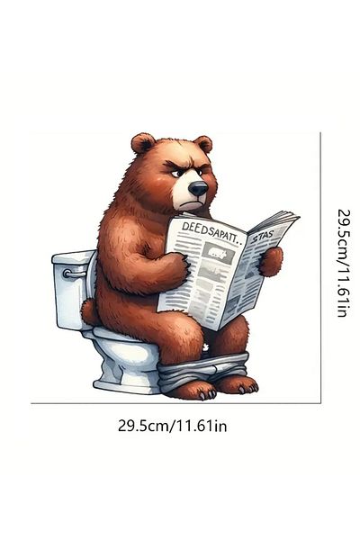 MegaSticker ملصق Wc Bear - 29x29 سم للسيارة والدراجة النارية والخوذة والكمبيوتر المحمول