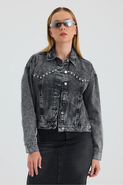 BPF Touche Prive Touche Stone Embroidered Denim Jacket