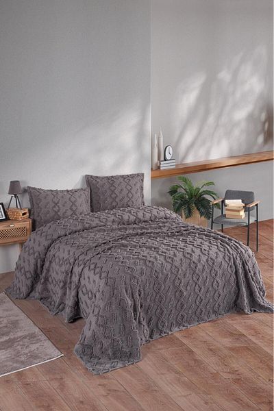 BlueMaison Anthracite Oversize Chenille Bedspread - Jaqua