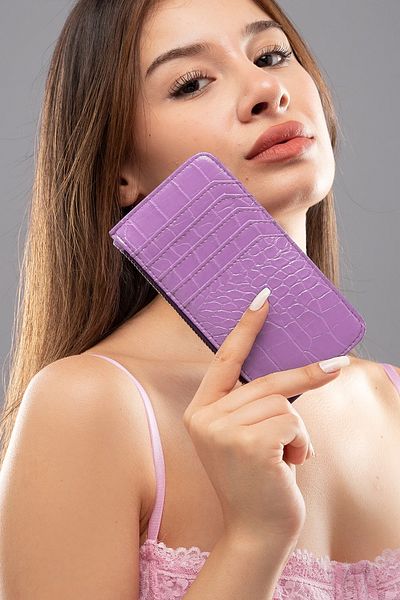 The Noir Leather Miami Women's Zippered Lilac Card Holder Wallet