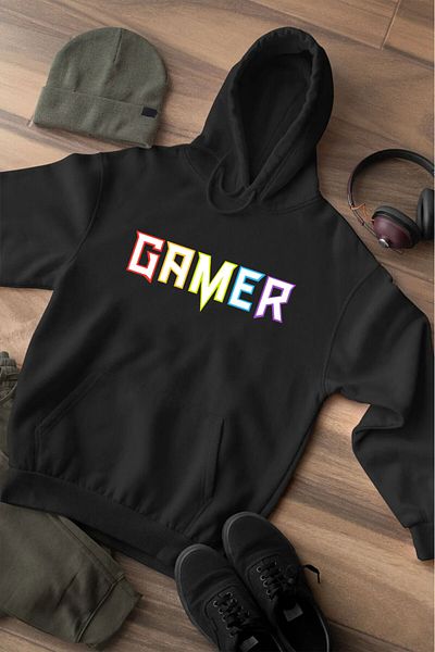 WİDİ Φούτερ Level Atlatan Gamer με στάμπα - Κανονική εφαρμογή, 100% βαμβάκι, θέμα FPS και RPG