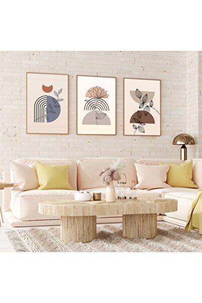 bestablo Set de pictură Boho colorat cu 3 bucăți din lemn natural