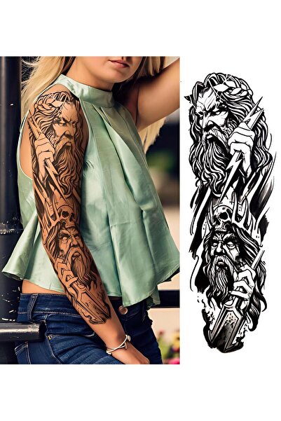 Mecit Tuhafiye TAM BOY KOL KAPLAMA ZEUS VE YILDIRIM GEÇİCİ DÖVME