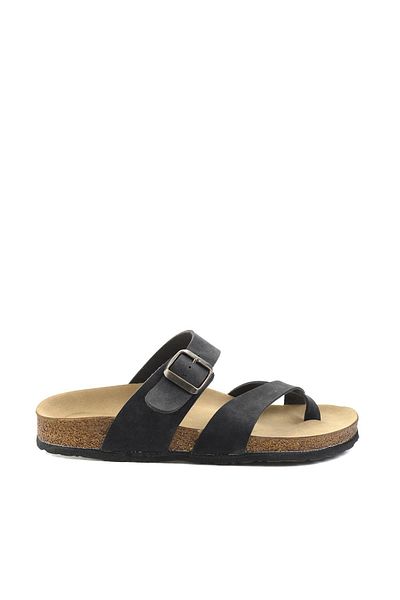 Bambi Black Nubuck Women's Slippers K04819181071