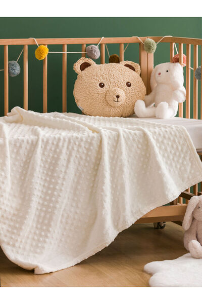 LC Waikiki Wellsoft Bud Patterned Baby Blanket Ecru - 90X110 cm