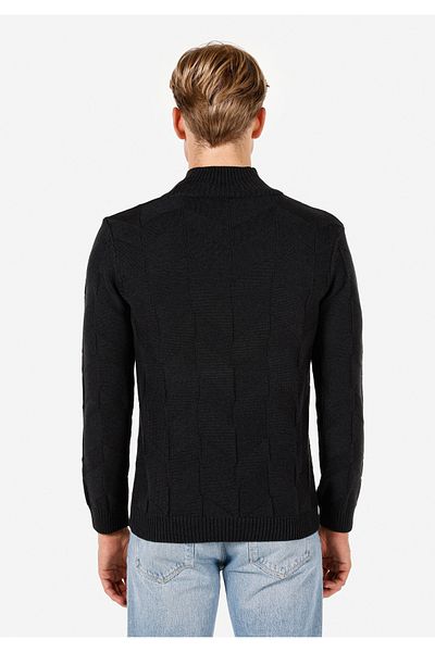 Colin's Slim Fit Turtle Neck Jacquard Men's Anthracite Sweater Cl 1065745