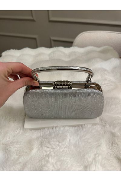 Merve Evening Bag - Gray - Glittery