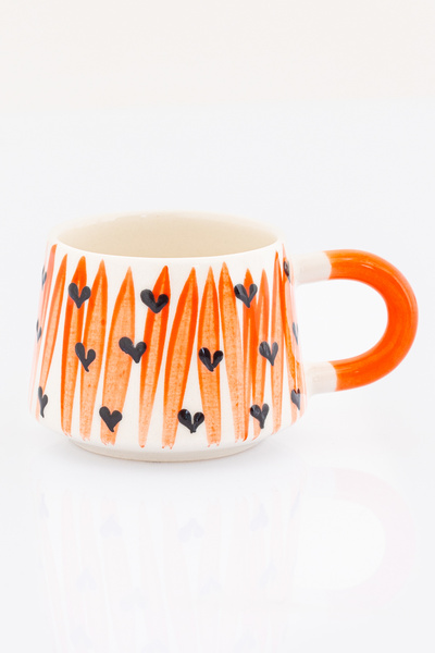 Bally Home Set of 2 Handmade Ceramic Heart Patterned Mug