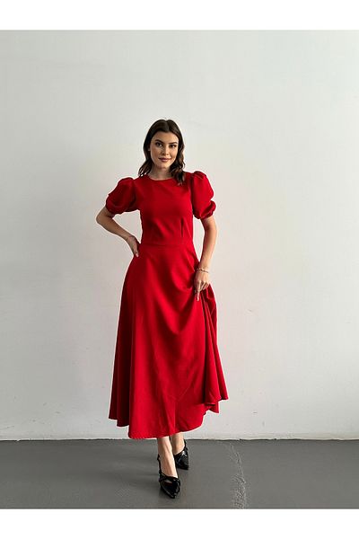 Afiş Butik Midi Dress with Watermelon Sleeves