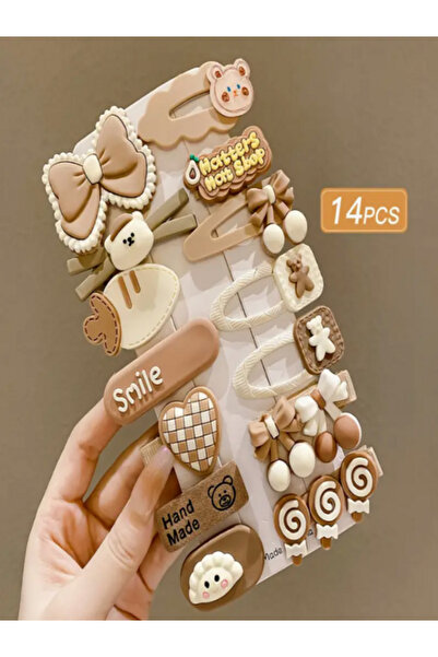 gizbu store Kızlar için 14 Parça Sevimli Karikatür Tasarımı Saç Toka Seti