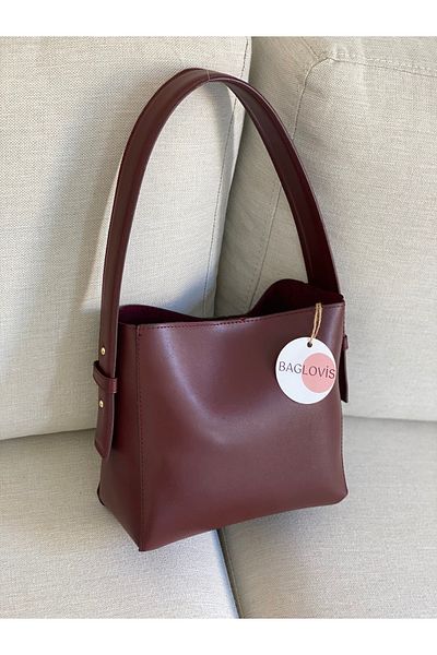 BAGLOVİS GEANT DE UMĂR ROȘU Claret pentru femei SHOPPER CU CUREA AJUSTABLE