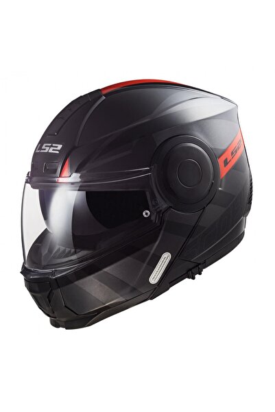 LS2 SCOPE HAMR ÇENE AÇILIR KASK MAT SİYAH-KIRMIZI