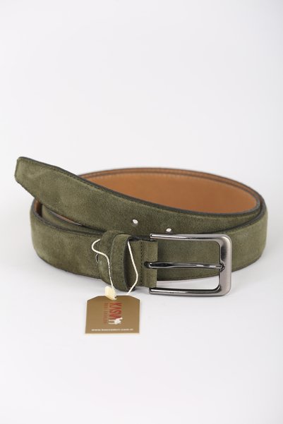 KASVA DERİ Curea din piele naturală din piele intoarsa verde inchis de 3,5 cm