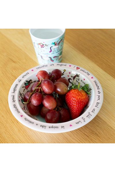 Tyrrell Katz Melamine Feeding Bowl and Drinking Cup // Unicorn