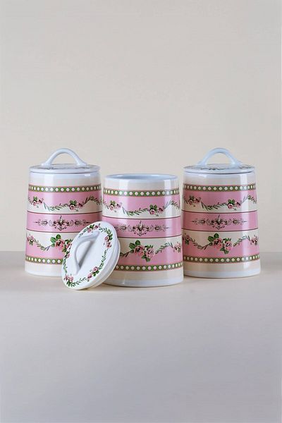 Glore Roses Ceramic 3-Piece Jar - Spice Holder Set