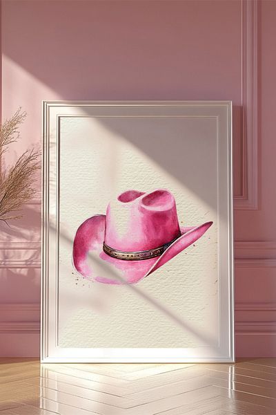 Taranist Poster - Decor acuarelă Pink Luck Hat