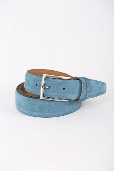 KASVA DERİ 3.5cm Jeans Blue Suede Original Leather Belt