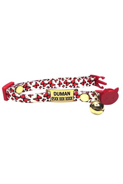 Ayz Aksesuar Güvenlik Kilitli Kedi Tasması, isimli Kedi Tasması, kedi isimlik, kedi künyesi, safety click tasma