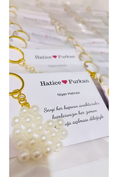 APEXİ İNCİLİ KALPLİ ANAHTARLIK SÖZ/NİŞAN/NİKAH/DOĞUM GÜNÜ/KINA 20 ADET